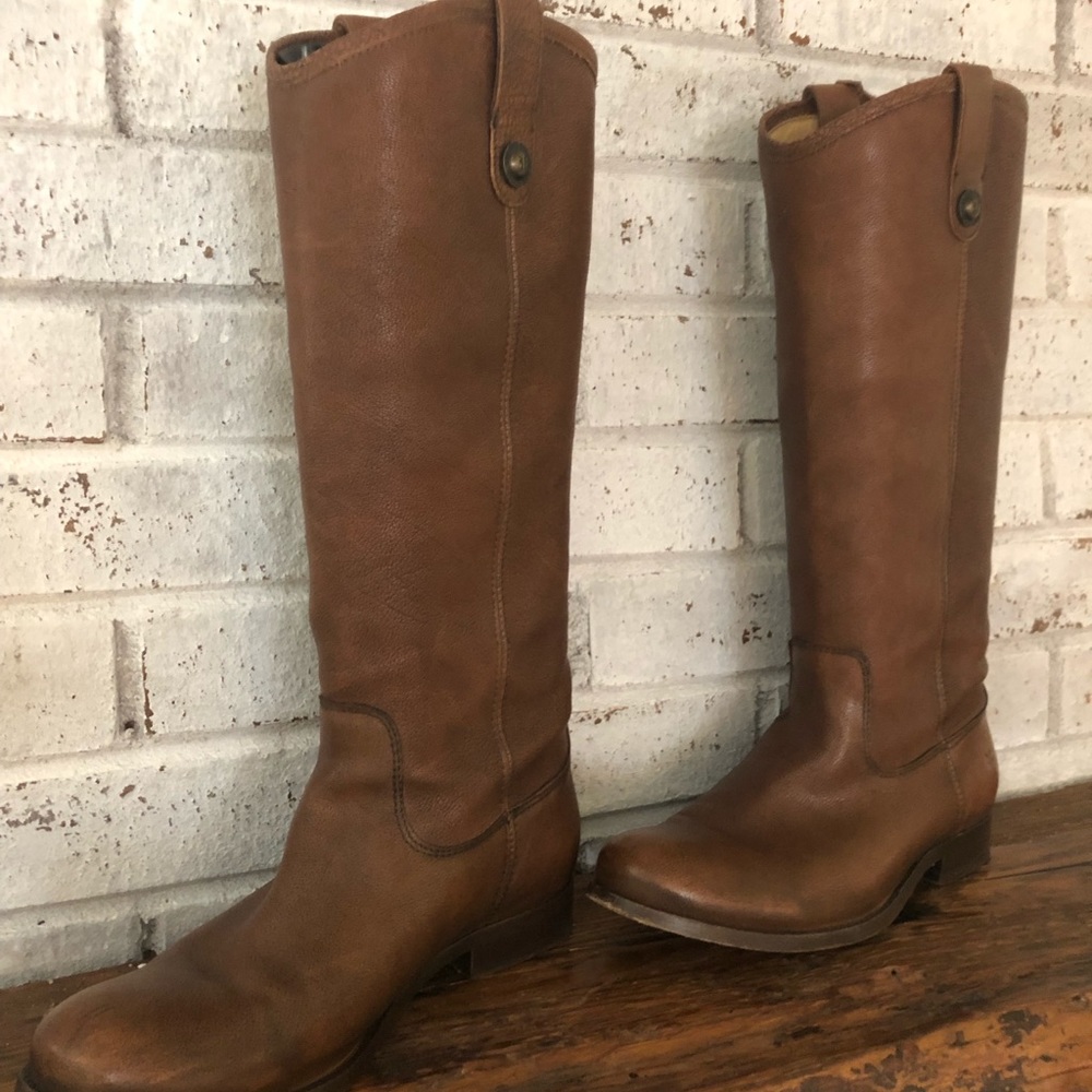Frye Leather Melissa Button Boot  Cognac